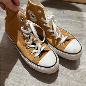 Converse High-Tops in Warm Yellow with White Accents